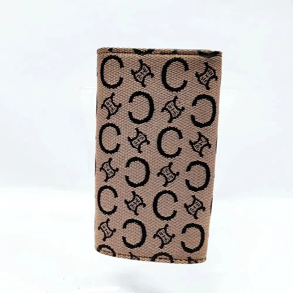 Celine Men's Brown Triomphe Jacquard Canvas Leather 6 Key Holder